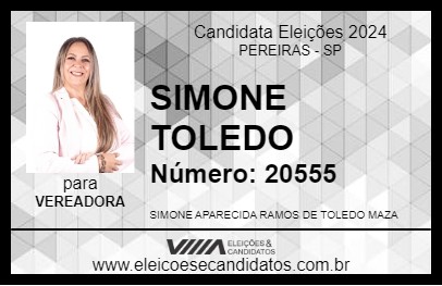 Candidato SIMONE TOLEDO 2024 - PEREIRAS - Eleições