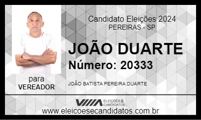 Candidato JOÃO DUARTE 2024 - PEREIRAS - Eleições