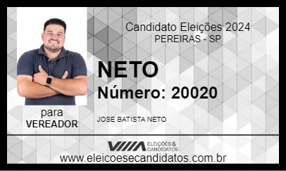 Candidato NETO BATISTA 2024 - PEREIRAS - Eleições