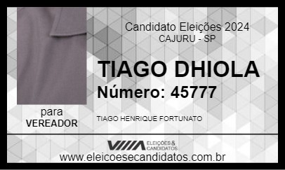 Candidato TIAGO DHIOLA 2024 - CAJURU - Eleições