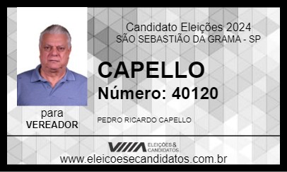 Candidato CAPELLO 2024 - SÃO SEBASTIÃO DA GRAMA - Eleições