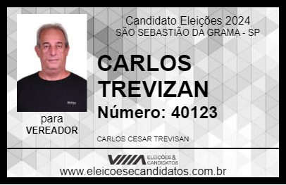 Candidato CARLOS TREVIZAN 2024 - SÃO SEBASTIÃO DA GRAMA - Eleições