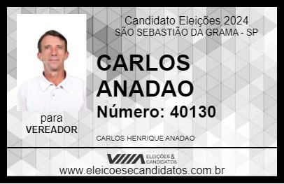 Candidato CARLOS ANADAO 2024 - SÃO SEBASTIÃO DA GRAMA - Eleições