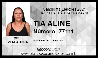 Candidato TIA ALINE 2024 - SÃO SEBASTIÃO DA GRAMA - Eleições