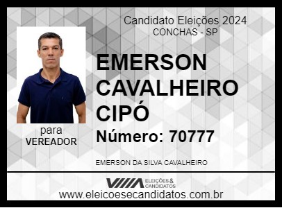 Candidato EMERSON CAVALHEIRO CIPÓ 2024 - CONCHAS - Eleições