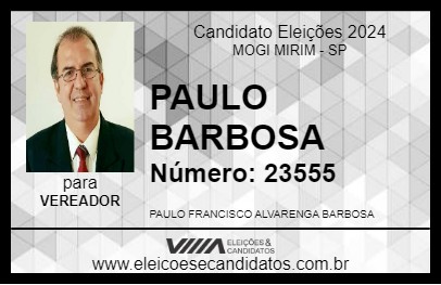 Candidato PAULO BARBOSA 2024 - MOGI MIRIM - Eleições