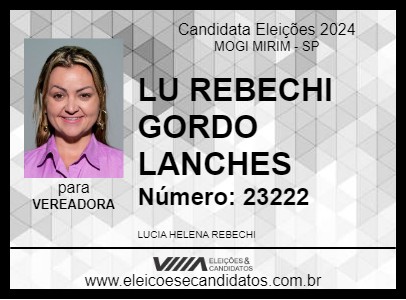 Candidato LU REBECHI GORDO LANCHES 2024 - MOGI MIRIM - Eleições