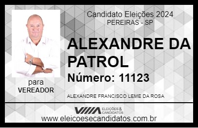 Candidato ALEXANDRE DA PATROL 2024 - PEREIRAS - Eleições