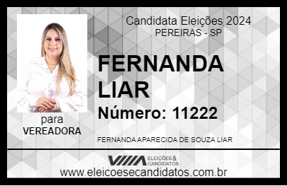 Candidato FERNANDA LIAR 2024 - PEREIRAS - Eleições