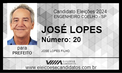 Candidato JOSÉ LOPES 2024 - ENGENHEIRO COELHO - Eleições