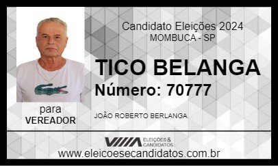 Candidato TICO BELANGA 2024 - MOMBUCA - Eleições