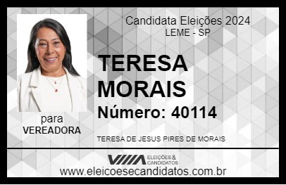 Candidato TERESA MORAIS 2024 - LEME - Eleições