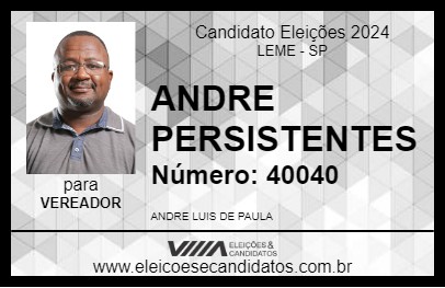 Candidato ANDRE PERSISTENTES 2024 - LEME - Eleições