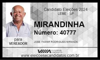 Candidato MIRANDINHA 2024 - LEME - Eleições