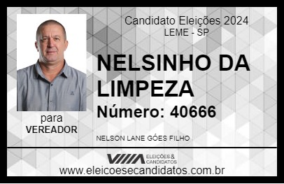 Candidato NELSINHO DA LIMPEZA 2024 - LEME - Eleições