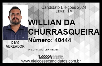 Candidato WILLIAN DA CHURRASQUEIRA 2024 - LEME - Eleições