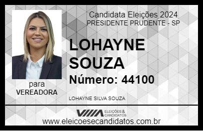 Candidato LOHAYNE SOUZA 2024 - PRESIDENTE PRUDENTE - Eleições