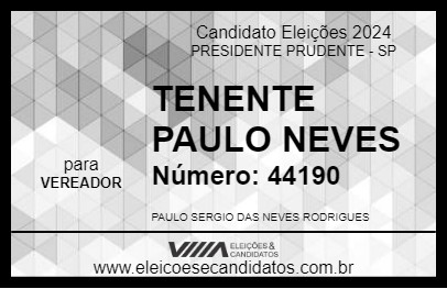 Candidato TENENTE PAULO NEVES 2024 - PRESIDENTE PRUDENTE - Eleições