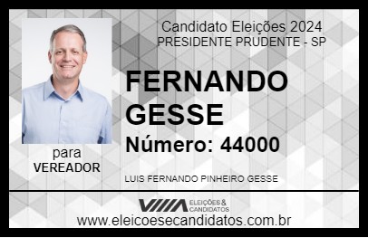 Candidato FERNANDO GESSE 2024 - PRESIDENTE PRUDENTE - Eleições