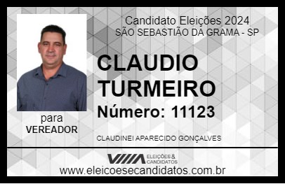 Candidato CLAUDIO TURMEIRO 2024 - SÃO SEBASTIÃO DA GRAMA - Eleições