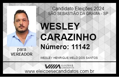 Candidato WESLEY CARAZINHO 2024 - SÃO SEBASTIÃO DA GRAMA - Eleições