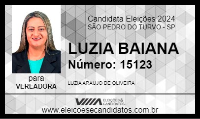 Candidato LUZIA BAIANA 2024 - SÃO PEDRO DO TURVO - Eleições