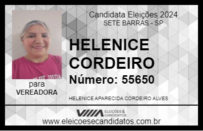 Candidato HELENICE CORDEIRO 2024 - SETE BARRAS - Eleições