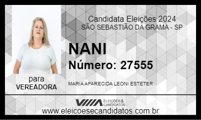 Candidato NANI 2024 - SÃO SEBASTIÃO DA GRAMA - Eleições