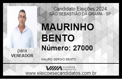 Candidato MAURINHO BENTO 2024 - SÃO SEBASTIÃO DA GRAMA - Eleições