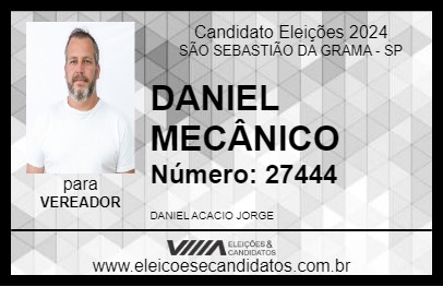 Candidato DANIEL MECÂNICO 2024 - SÃO SEBASTIÃO DA GRAMA - Eleições