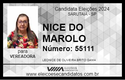 Candidato NICE DO MAROLO 2024 - SARUTAIÁ - Eleições