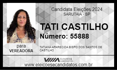 Candidato TATI CASTILHO 2024 - SARUTAIÁ - Eleições