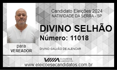 Candidato DIVINO SELHÃO 2024 - NATIVIDADE DA SERRA - Eleições