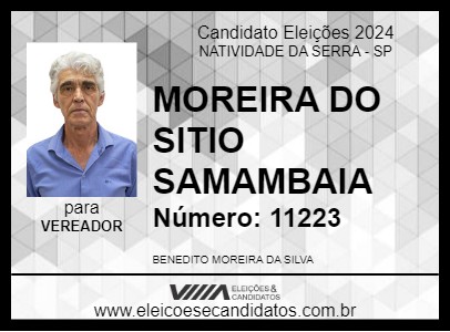 Candidato MOREIRA DO SITIO SAMAMBAIA 2024 - NATIVIDADE DA SERRA - Eleições