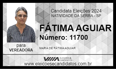 Candidato FÁTIMA AGUIAR 2024 - NATIVIDADE DA SERRA - Eleições