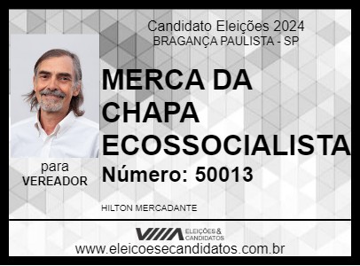 Candidato MERCA DA CHAPA ECOSSOCIALISTA 2024 - BRAGANÇA PAULISTA - Eleições