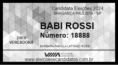 Candidato BABI ROSSI 2024 - BRAGANÇA PAULISTA - Eleições