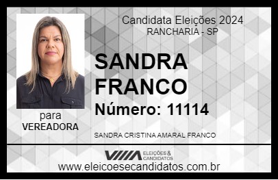 Candidato SANDRA FRANCO 2024 - RANCHARIA - Eleições