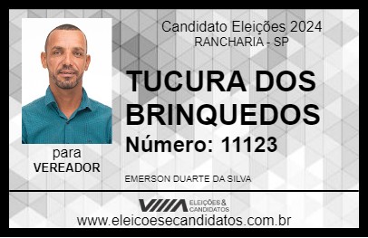 Candidato TUCURA DOS BRINQUEDOS 2024 - RANCHARIA - Eleições