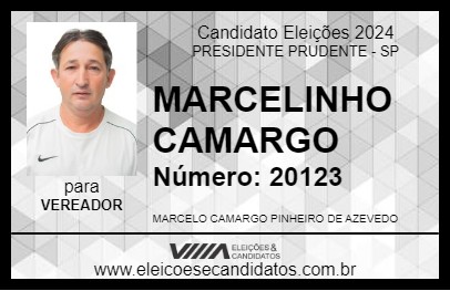 Candidato MARCELINHO CAMARGO 2024 - PRESIDENTE PRUDENTE - Eleições