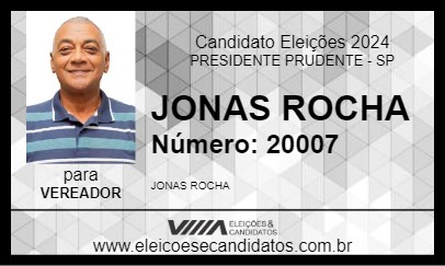 Candidato JONAS ROCHA 2024 - PRESIDENTE PRUDENTE - Eleições