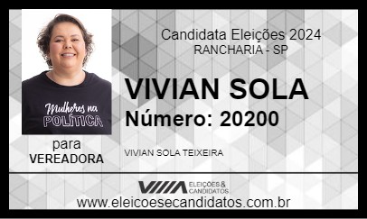 Candidato VIVIAN SOLA 2024 - RANCHARIA - Eleições