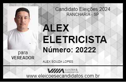 Candidato ALEX ELETRICISTA 2024 - RANCHARIA - Eleições