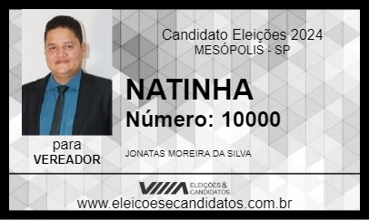 Candidato NATINHA 2024 - MESÓPOLIS - Eleições