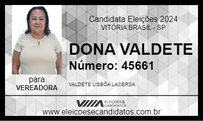 Candidato DONA VALDETE 2024 - VITÓRIA BRASIL - Eleições