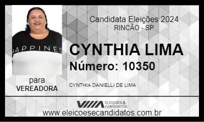 Candidato CYNTHIA LIMA 2024 - RINCÃO - Eleições