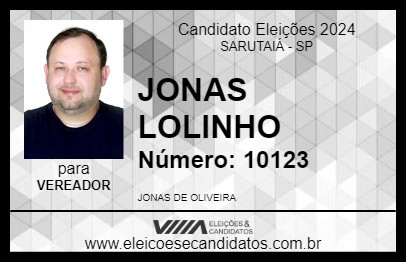 Candidato JONAS LOLINHO 2024 - SARUTAIÁ - Eleições