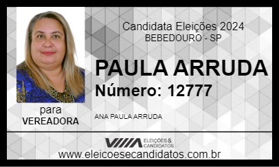 Candidato PAULA ARRUDA 2024 - BEBEDOURO - Eleições