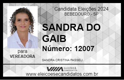 Candidato SANDRA DO GAIB 2024 - BEBEDOURO - Eleições