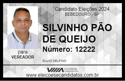 Candidato SILVINHO PÃO DE QUEIJO 2024 - BEBEDOURO - Eleições